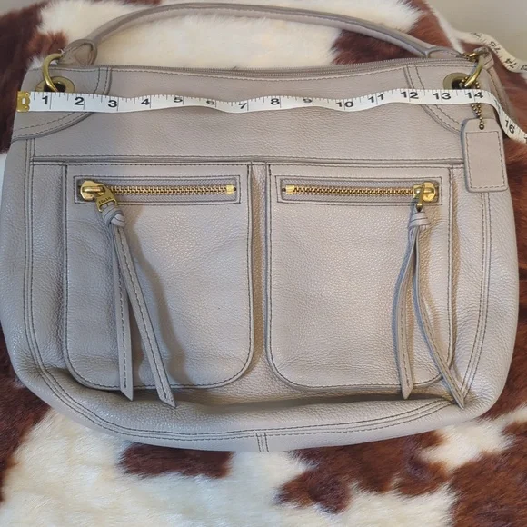 Fossil Grey Leather Shoulder Bag With Detachable Crossbody Strap - Picture 7 of 9